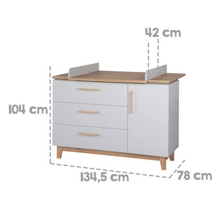 Chambre bébé complète ROBA Caro - Lit combiné 70x140 - Commode à langer - Armoire 3 portes GRIS 3 - vertbaudet enfant 