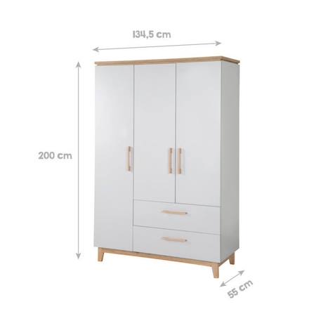 Chambre bébé complète ROBA Caro - Lit combiné 70x140 - Commode à langer - Armoire 3 portes GRIS 5 - vertbaudet enfant 