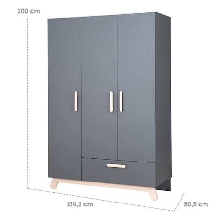 Chambre bébé complète ROBA Jara - Lit évolutif 70x140 cm + Commode à langer + Armoire 3 portes - Anthracite GRIS 4 - vertbaudet enfant 