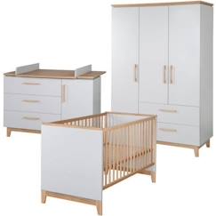 Chambre bébé complète ROBA Caro - Lit combiné 70x140 - Commode à langer - Armoire 3 portes  - vertbaudet enfant