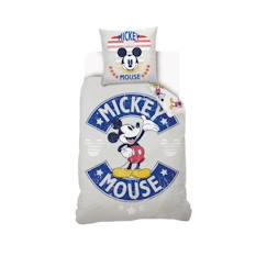 Linge de maison et décoration-Linge de lit enfant-DISNEY - Housse de couette Mickey Mouse Disney 140x200 cm + 1 Taie d'oreiller 63x63 cm - 100% Coton - Gris
