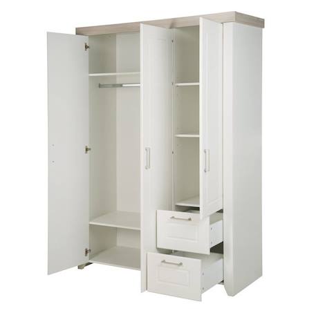 Chambre Bébé Complète Felicia - ROBA - Lit 70x140 cm - Commode à Langer - Armoire à 3 Portes BLANC 4 - vertbaudet enfant 