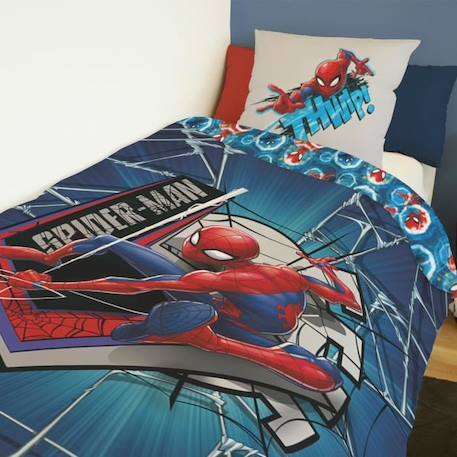 MARVEL - Housse de couette Spiderman Marvel 140x200 cm + 1 Taie d'oreiller 63x63 cm - 100% Coton - Bleu BLEU 3 - vertbaudet enfant 