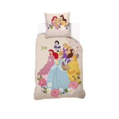 DISNEY - Housse de couette Disney Princesses florales 140x200 cm + 1 Taie d'oreiller 63x63 cm - 100% Coton - Beige  - vertbaudet enfant
