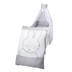 Linge de maison et décoration-Linge de lit bébé-Housse de couette-ROBA Parure de Lit Bébé "miffy®" 4 pcs : Housse de couette + Taie d'oreiller + Ciel et Tour de lit