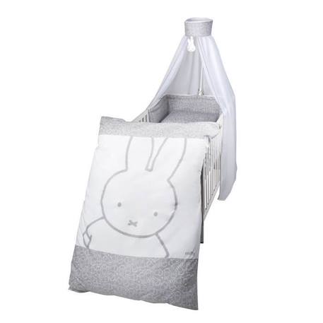 ROBA Parure de Lit Bébé 'miffy®' 4 pcs : Housse de couette + Taie d'oreiller + Ciel et Tour de lit GRIS 1 - vertbaudet enfant 