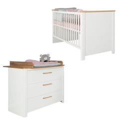 Chambre et rangement-Ensemble de meubles pour bébés - ROBA - Ava - Lit à barreaux - Mixte - Blanc - Hauteur réglable - Bois - Laqué