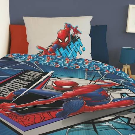 MARVEL - Housse de couette Spiderman Marvel 140x200 cm + 1 Taie d'oreiller 63x63 cm - 100% Coton - Bleu BLEU 4 - vertbaudet enfant 