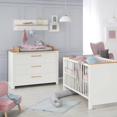 Ensemble de meubles pour bébés - ROBA - Ava - Lit à barreaux - Mixte - Blanc - Hauteur réglable - Bois - Laqué BLANC 5 - vertbaudet enfant 