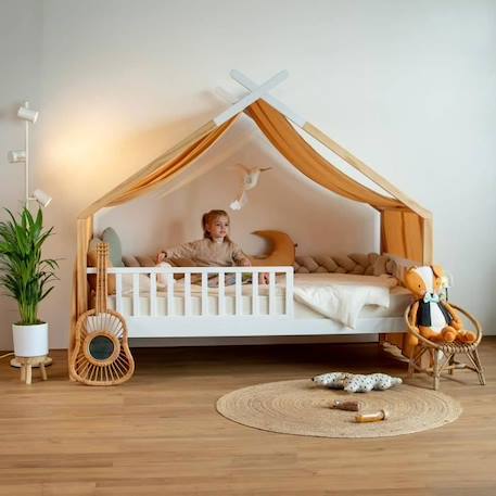 Toile de lit ciel de lit cabane en double gaze pois dorés MARRON 3 - vertbaudet enfant 