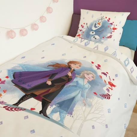 DISNEY - Housse de couette Reine des neiges Disney 140x200 cm + 1 Taie d'oreiller 63x63 cm - 100% Coton - Blanc BLANC 3 - vertbaudet enfant 