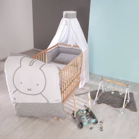 ROBA Parure de Lit Bébé 'miffy®' 4 pcs : Housse de couette + Taie d'oreiller + Ciel et Tour de lit GRIS 2 - vertbaudet enfant 