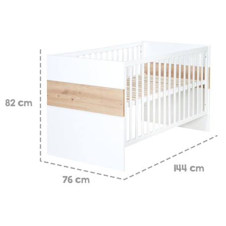 Chambre Bébé Duo Lion - ROBA - Lit Évolutif 70x140 cm - Blanc - Décor Bois BLANC 5 - vertbaudet enfant 