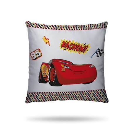 DISNEY - Housse de couette Cars Disney 140x200 cm + 1 Taie d'oreiller 63x63 cm - 100% Coton - Blanc et rouge BLANC 2 - vertbaudet enfant 