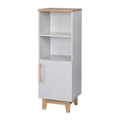 Chambre et rangement-Rangement-Bibliothèque, étagère-Étagère sur pied ROBA Caro en Bois - 2 Niches et 1 Porte - Gris clair/Chêne doré