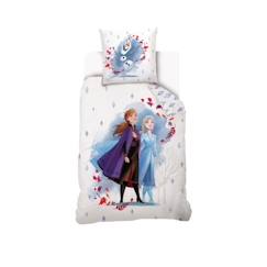 Linge de maison et décoration-Linge de lit enfant-DISNEY - Housse de couette Reine des neiges Disney 140x200 cm + 1 Taie d'oreiller 63x63 cm - 100% Coton - Blanc