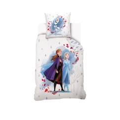 Linge de maison et décoration-Linge de lit enfant-Housse de couette-DISNEY - Housse de couette Reine des neiges Disney 140x200 cm + 1 Taie d'oreiller 63x63 cm - 100% Coton - Blanc