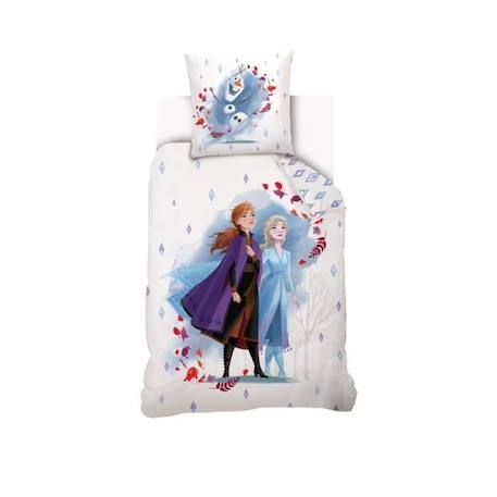 DISNEY - Housse de couette Reine des neiges Disney 140x200 cm + 1 Taie d'oreiller 63x63 cm - 100% Coton - Blanc BLANC 1 - vertbaudet enfant 