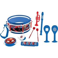 Jouet-Jeux d'imitation-Maison, bricolage et métiers-Lexibook - Set Musical Spider-Man - 7 instruments - Rangement dans le tambour