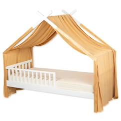 Chambre et rangement-Chambre-Toile de lit ciel de lit cabane en double gaze pois dorés