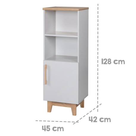 Étagère sur pied ROBA Caro en Bois - 2 Niches et 1 Porte - Gris clair/Chêne doré GRIS 5 - vertbaudet enfant 