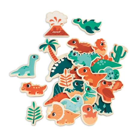 JANOD - Gamme Dino - Magnets Dino 24 Pièces En Bois - Jouet Magnétique - Imagination Et Motricité Fine - Jouet FSCTM - Dès 2 Ans ORANGE 1 - vertbaudet enfant 