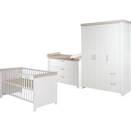 Chambre Bébé Complète Felicia - ROBA - Lit 70x140 cm - Commode à Langer - Armoire à 3 Portes BLANC 1 - vertbaudet enfant 