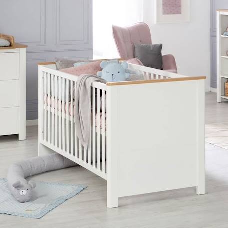 Ensemble de meubles pour bébés - ROBA - Ava - Lit à barreaux - Mixte - Blanc - Hauteur réglable - Bois - Laqué BLANC 3 - vertbaudet enfant 