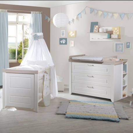 Chambre Bébé Complète Felicia - ROBA - Lit 70x140 cm - Commode à Langer - Armoire à 3 Portes BLANC 2 - vertbaudet enfant 