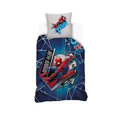 Linge de maison et décoration-Linge de lit enfant-Housse de couette-MARVEL - Housse de couette Spiderman Marvel 140x200 cm + 1 Taie d'oreiller 63x63 cm - 100% Coton - Bleu