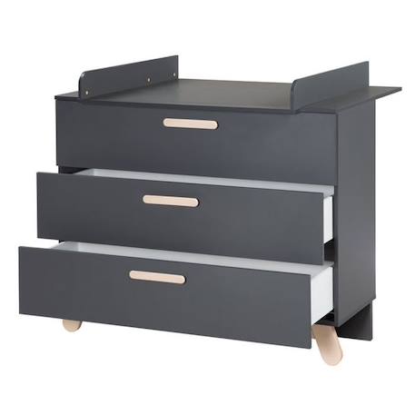 ROBA Commode à Langer Jara - Plan Amovible - Pieds et Poignées en Bois Véritable - Hauteur de Langer 93 cm - Anthracite GRIS 5 - vertbaudet enfant 