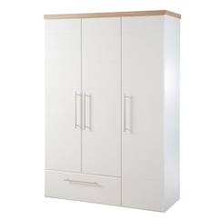 Chambre et rangement-ROBA Armoire Bébé "Nele" 3 portes - 1 tiroir - Blanc - décor "chêne artisanal"