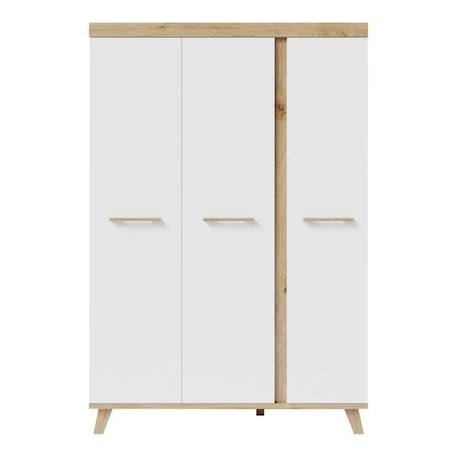 ROBA Armoire Bébé 3 Portes Battantes Smile - avec 1 Penderie et 6 Étagères - Garde-Robe Bébé - Blanc / Chêne Artisan BLANC 4 - vertbaudet enfant 