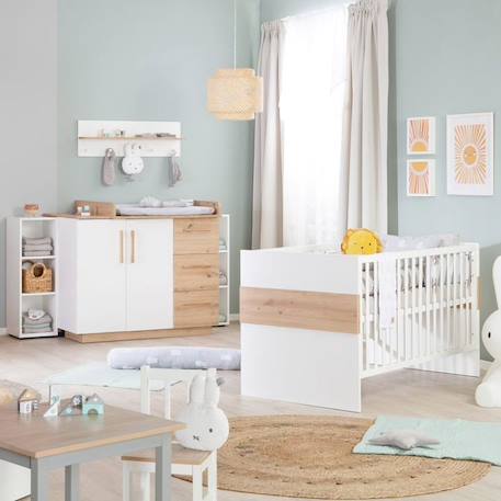 Commode à langer Bébé ROBA Lion - Hauteur à langer ménageant le dos - Blanc / Décor bois BLANC 5 - vertbaudet enfant 