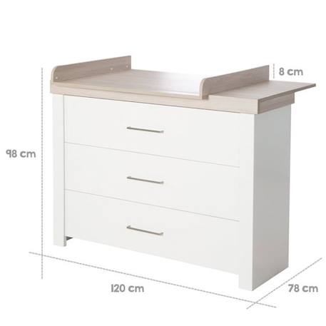 Commode à langer ROBA Lucy - 3 tiroirs à fermeture amortie - Blanc - Luna Elm BLANC 5 - vertbaudet enfant 