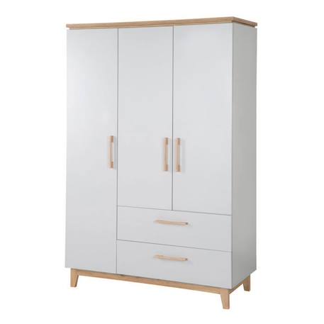 Armoire Bébé 3 Portes Battantes Caro - ROBA - Gris Clair / Chêne - Penderie, Tiroirs et Étagères GRIS 1 - vertbaudet enfant 