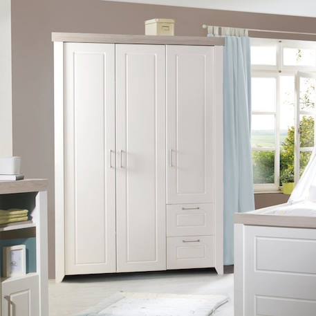 Armoire Bébé 3 Portes Battantes Felicia - ROBA - Blanc - Campagne - Laqué BLANC 2 - vertbaudet enfant 