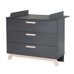 ROBA Commode à Langer Jara - Plan Amovible - Pieds et Poignées en Bois Véritable - Hauteur de Langer 93 cm - Anthracite  - vertbaudet enfant