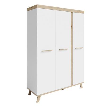 ROBA Armoire Bébé 3 Portes Battantes Smile - avec 1 Penderie et 6 Étagères - Garde-Robe Bébé - Blanc / Chêne Artisan BLANC 1 - vertbaudet enfant 