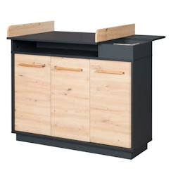 Commode à langer Bébé ROBA Lenn - Fermeture Douce - Anthracite / Décor bois  - vertbaudet enfant