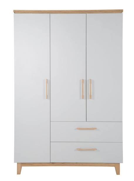 Armoire Bébé 3 Portes Battantes Caro - ROBA - Gris Clair / Chêne - Penderie, Tiroirs et Étagères GRIS 6 - vertbaudet enfant 