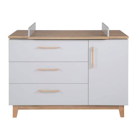 Commode à langer ROBA Caro - 3 tiroirs 1 porte - Gris clair - Décor chêne - Hauteur 94cm GRIS 3 - vertbaudet enfant 