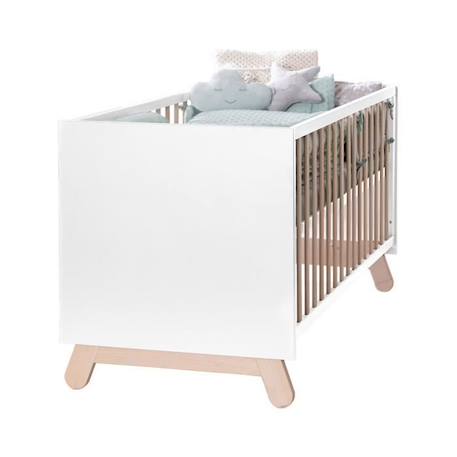 ROBA Lit Bébé Évolutif Clara 70x140 en Bois - Convertible en Lit Junior - Hauteur Réglable - 3 Barreaux Amovibles - Blanc BLANC 3 - vertbaudet enfant 