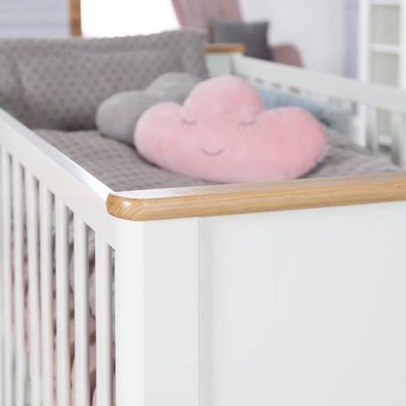 ROBA Lit Bébé Évolutif 70x140 cm Ava - Convertible en Lit Junior - Réglable en Hauteur - 3 Barreaux Amovibles - Blanc / Effet Bois BLANC 5 - vertbaudet enfant 