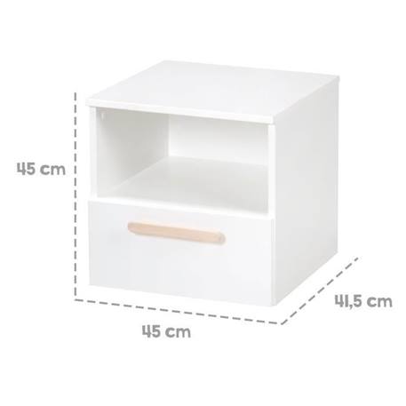 ROBA Table de Chevet pour Chambre d'Enfant - Clara - 1 Niche et 1 Tiroir à Fermeture Douce - Poignée en Hêtre Massif - Blanc BLANC 4 - vertbaudet enfant 