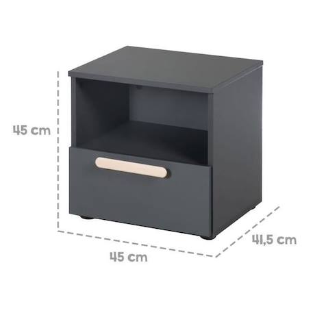 ROBA Table de Chevet pour Chambre d'Enfant - Jara - 1 Niche et 1 Tiroir à Fermeture Douce - Poignée en Hêtre Massif - Anthracite NOIR 4 - vertbaudet enfant 