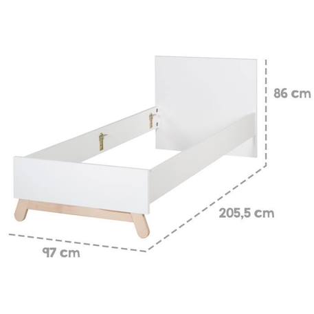 ROBA Cadre de Lit Enfant 90 x 200 cm - Clara - Style Scandinave Moderne - Structure de Lit avec Pieds en Hêtre Massif - Blanc BLANC 4 - vertbaudet enfant 