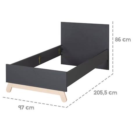 Cadre de Lit Enfant ROBA Jara - Style Scandinave Moderne - Pieds en Hêtre Massif - Anthracite NOIR 6 - vertbaudet enfant 