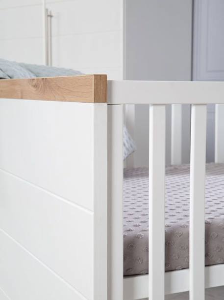 ROBA Lit Bébé Évolutif Nele Convertible - 70x140 cm - Réglable en Hauteur - 3 Barreaux Amovibles - Blanc / Effet Bois BLANC 5 - vertbaudet enfant 