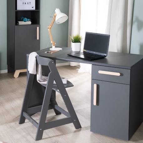 Bureau pour Enfants et Jeunes - ROBA - Jara - Avec 1 Porte et 1 Tiroir à Fermeture Douce - Anthracite NOIR 2 - vertbaudet enfant 